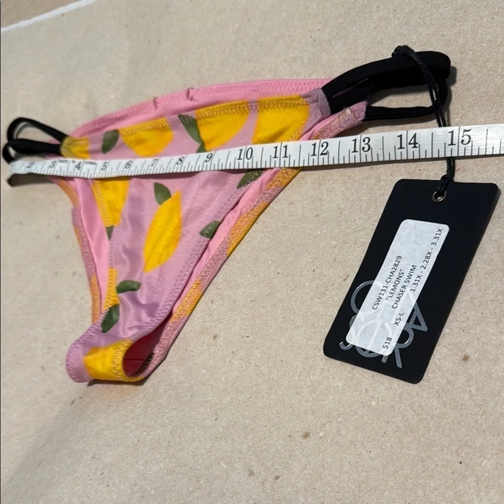 Chaser Pink Lemon Print Bikini Bottom M